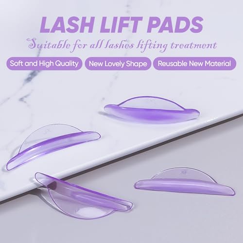 Lash Lift Rods Silicone Pads for Lash Lamination Shields Ultra Curl Flexible Reusable Curler DIY Eyeash Perm Lifting Pads (Purple)