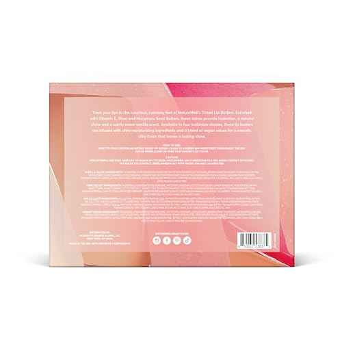 NATURE WELL Tinted Lip Butter Variety Pack, Shear & Subtle Tinted Moisturizing Balms, Vanilla Scented, Lightweight & Non-Greasy, Vitamin E, Shea, & Murumuru Butters, 0.50 Oz Each (Pack of 4)