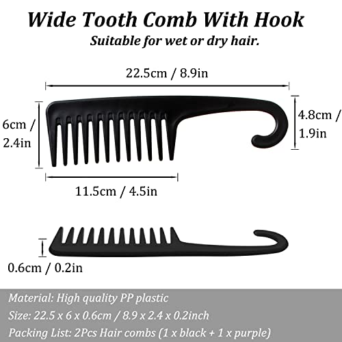 Large Wide Tooth Comb for Wet Curly Hair - 2PCS Detangling Brush