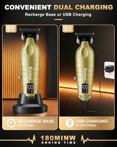 KEMEI Gold Cordless Hair & Beard Trimmer for Men - Professional Grooming