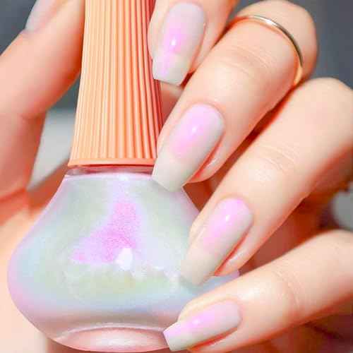 COSMOO Aurora Nail Polish, 8-Free Vegan, Shimmer Unicorn Quick Dry Nail Lacquer for Nail Art Varnish, 0.41 fl oz