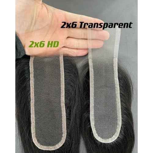 2x6 HD Swiss Lace Melt Skin Lace Closure Long Deep Parting Raw Hair Materials Straight Style Much Fuller with Natural Hair Line Human Hair Natural Black Color (14inch, HD 2x6 lace closure)