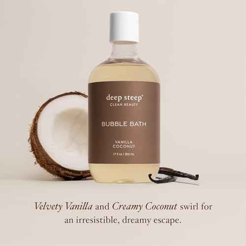 Deep Steep Bubble Bath, Vanilla Coconut 17 oz ? Hypoallergenic, Clinically Tested Soothing Soak with Shea Butter & Argan Oil ? Sulfate-Free