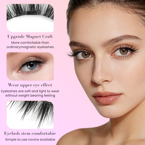 Magnetic Eyelashes Reusable Soft C Curl Natural Look with Applicator