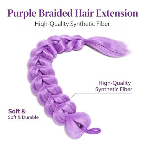 Purple Braided Ponytail Hair Extension for Kids - 24 Inch