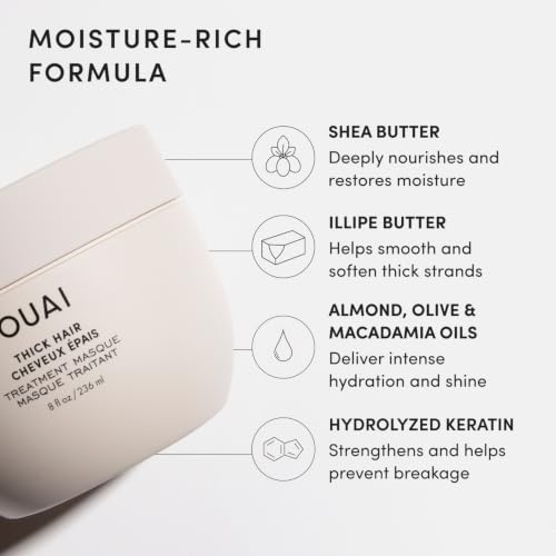 OUAI Thick Hair Mask - Deep Conditioning with Keratin & Oil