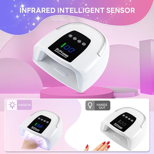 Cordless Nail Lamp 200W Rechargeable UV Light for Gel Nails LED Nail Dryer with 3 Timer Modes Perfect for Salon and Home Use Portable Cordless Design Continuous Use Up to 4-5 Hours (S20 Max)