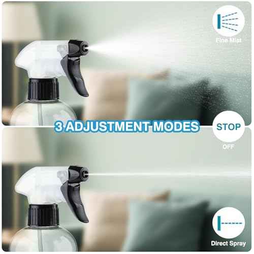 Spray Bottles BPA free Plastic Spray Bottle 10oz/300ml Adjustable Sprayer Empty Refillable Container Mist Stream for Watering Plants, Pet Training, Kitchen Cleaning