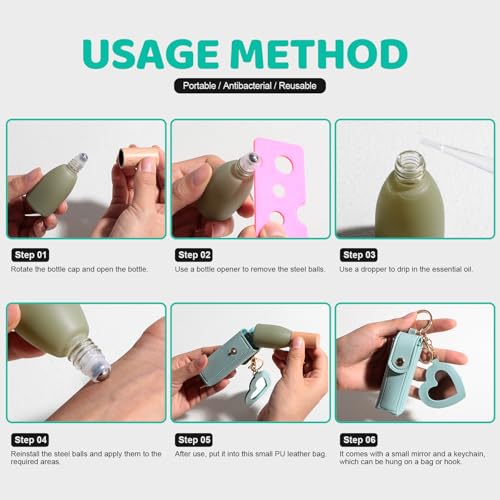 JPNK Essential Oil Roll-On Bottles 10ml – Pack of 4 with Bag
