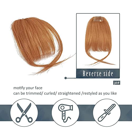 Auburn Clip-In Human Hair Bangs | Wispy Fringe Extensions