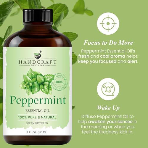 Peppermint Essential Oil 4 Fl Oz - 100% Pure & Natural for Aromatherapy