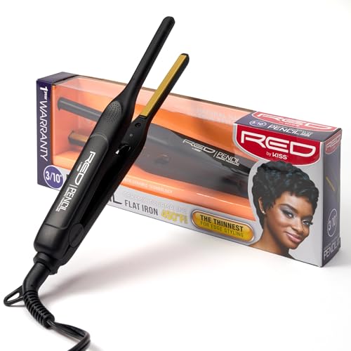 Red by Kiss 0.3 Inch Ceramic Flat Iron for Short Hair & Edges