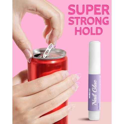 480 Pcs Extra Short Almond Nail Tips, Half Cover Square Nail Tips, 2 Shape Clear Short Fake Nails with Glue, Pre Shape Acrylic Nails with Files and Cuticle Fork for Salons and Home DIY