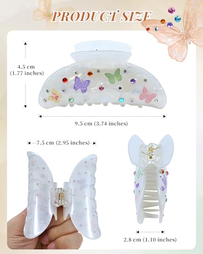 Mesovor 3 Pack Bow Printed Hair Claw Clips, Non-slip 3.74" Medium Clip