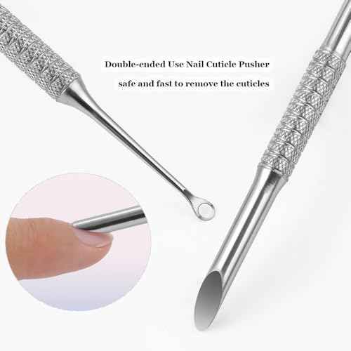 Cuticle Pusher with 2 Ends,Pre-treatment Cuticle Pusher Cuticle Remover with Sandpaper Sheets,Nail Art Dead Skin Removing Manicure Tool (1 Cuticle Pusher+5 Sandpaper Sheets)