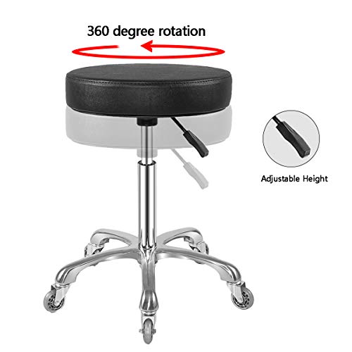 Adjustable Rolling Stool with Wheels, Heavy Duty Hydraulic Swivel Chair