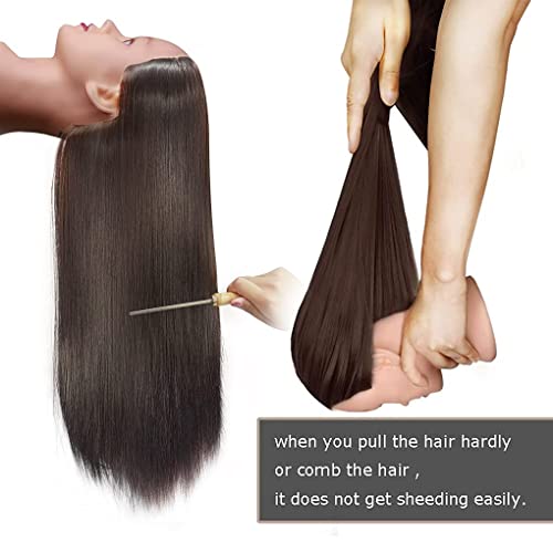 FABA Mannequin Head with Hair for Hair Styling Practice, 26-28 Inch Brown Doll Head