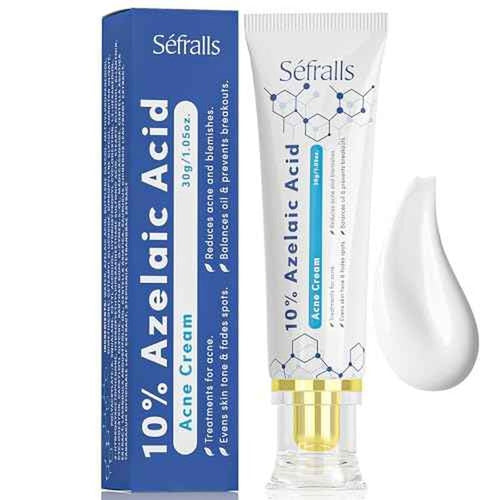 10% Azelaic Acid Acne Cream, Premium Azelaic Acid Facial Cream - Redness Relief For Face, Redness Reducing Skin Care, Prevents Acne Breakouts, Ease Pimple Clarify Skin Soothe Irritation,1 Oz
