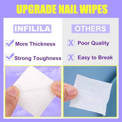 NXJ INFILILA Lint-Free Nail Wipes - 540 Non-Woven Polish Remover Pads