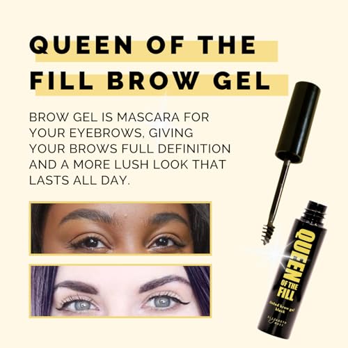 Elizabeth Mott Queen of the Fill Tinted Eyebrow Gel ? Brow Filler, Volumizer & Setter ? Defines, Shapes & Covers Gray Hairs ? Water-Resistant, Long-Lasting ? Cruelty-Free ? Light Medium Brown 4g