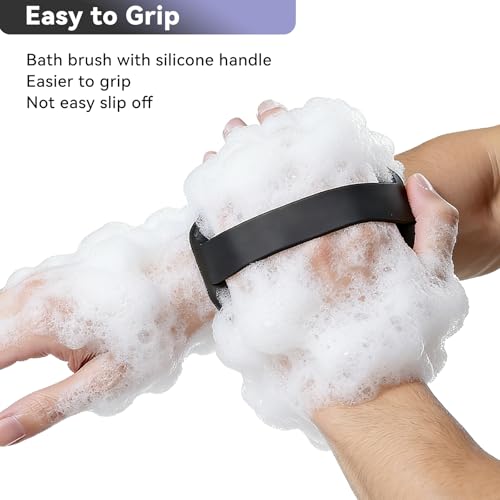 2-Pack Silicone Body Scrubber with Non-Slip Handle