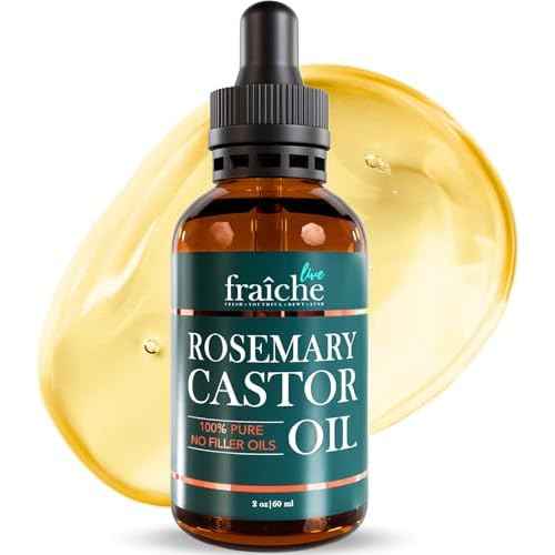 Live Fraiche Rosemary Oil for Hair Growth (2oz) with Cold Pressed Castor Oil Natural Hair Growth Oil - Rosemary and Castor Oil for Hair Growth -Strengthening Hair Oil for Damaged Hair and Hair Loss