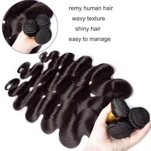 Augfst Brazilian Virgin Human Hair Bundles 10 12 14 Inch Body Wave Bundles Human Hair Natural Color Inch 12A Unprocessed Sewn In Quick Weave for Black Women