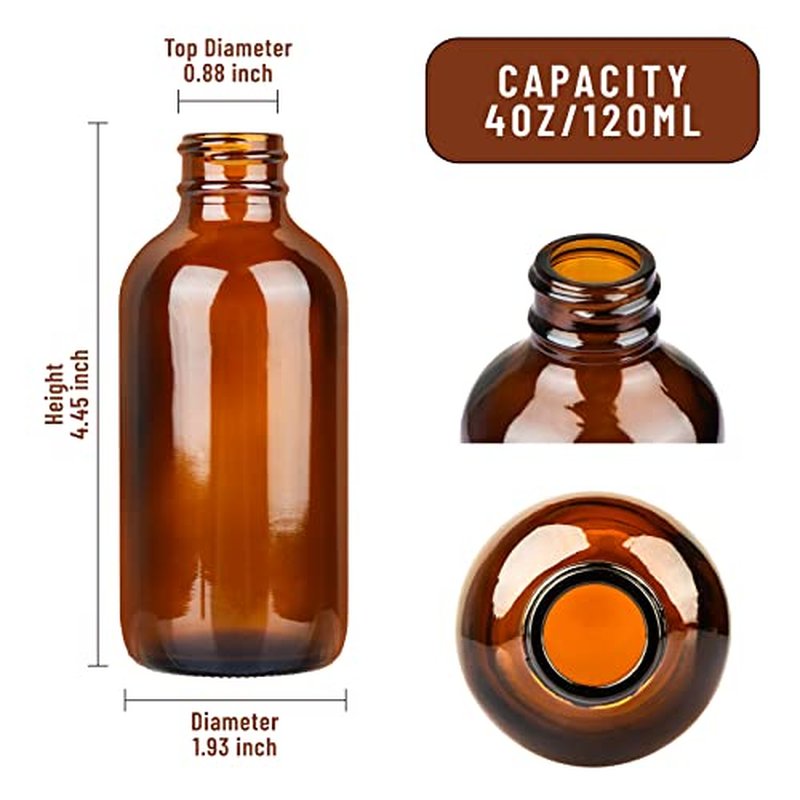 24 Pack 4oz Amber Glass Bottles with Caps, Labels & Funnels