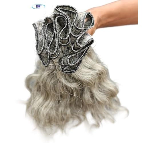 Salt & Pepper Wavy Natural Gray Indian Raw Hair Bundles (12" Wavy One Bundle)