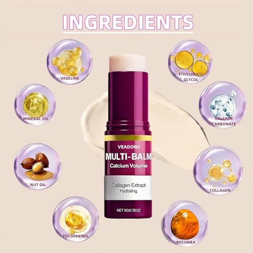 Calcium Multi Balm ? All-in-One Moisturizing Stick for Face, Eyes & Lips ? Collagen + Calcium Enriched Formula to Hydrate, Plump & Smooth Fine Lines, 9g (V1)