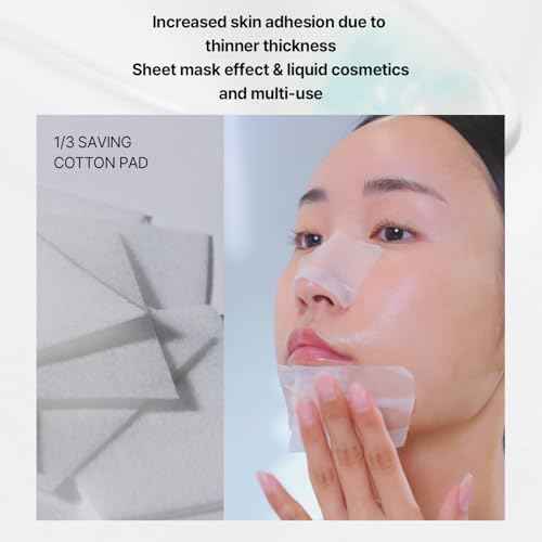 ILSO 1/3 Saving Cotton Pad, Thin Layer Perfect for DIY Toner pad and mask, 40 Sheets, Korean Skincare (50 x 70mm)