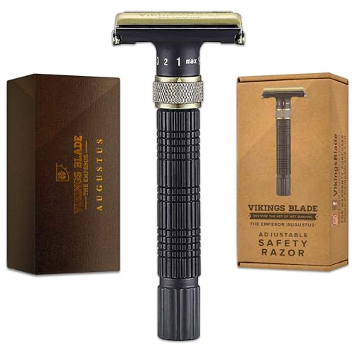 VIKINGS BLADE Adjustable Double Edge Safety Razor + Luxury Case. Smooth, Reusable, Eco-Friendly (The Emperor ¡°Augustus¡±)