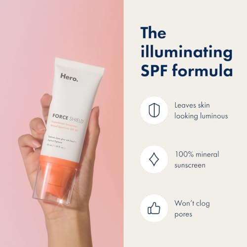 Force Shield Superlight Apricot Sunscreen from Hero Cosmetics - Broad Spectrum Everyday Mineral SPF 30 with Apricot Pigments - No Added Fragrance, No Sulfates, No Parabens (50 ml)