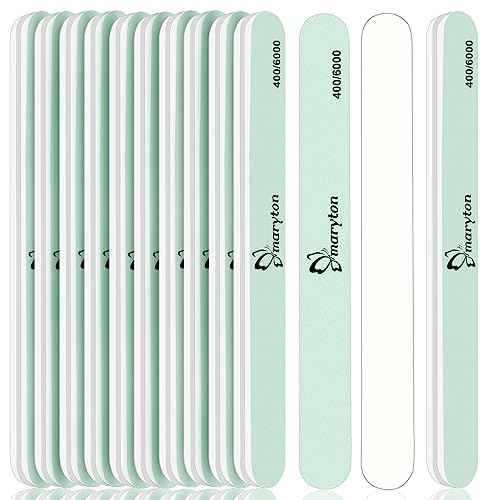 Maryton Nail Buffer and Shine Kit - 10pcs Nail Shine Buffer Blocks for Natural Nails Polisher Fingernail Buffer Buffing File 400 6000 Grit