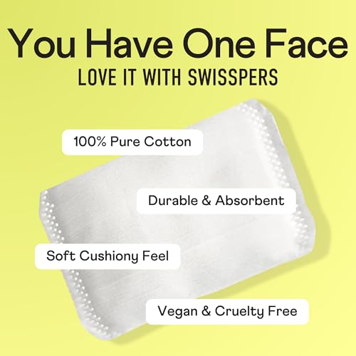 Swisspers Premium 100% Natural Cotton Skincare Pads, 100 Ct (Pack of 4)