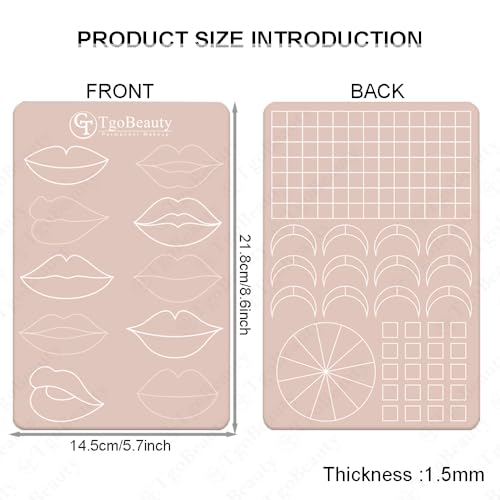 TgoBeauty Realistic Silicone Lip Training Pad with 10 Different Lip Shapes Lip Embroidery Practice Skin for Permanent Makeup (1pc Pink Pad with White Outline)