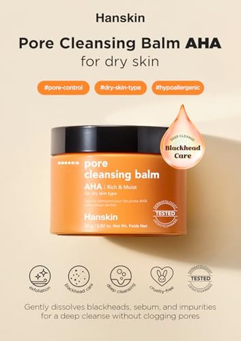 Hanskin AHA Melting Cleansing Balm - Gentle Makeup Remover for Dry Skin