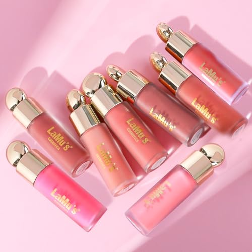 LaMu'S COSMETICS Soft Pinch Weightless Liquid Blush, Long-Lasting Beauty Natural Waterproof Face Liquid Blush For All-Day Wear (Happy-Cool Pink, 0.25fl.oz/7.5ml)