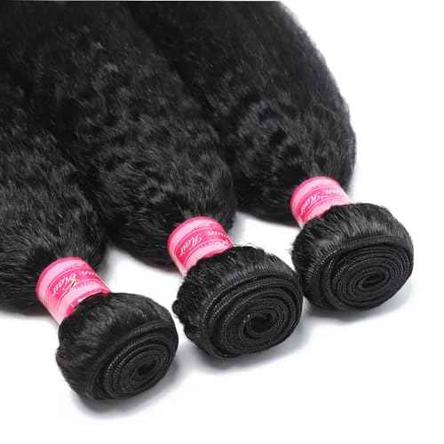 Kinky Straight Human Hair Bundles 24 Inch Single Bundle Yaki Straight Human Hair 1 Bundles 12A 100% Unprocessed Brazilian Virgin Remy Human Hair Extension For Black Women