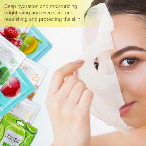 Dimsile 100 Pcs Combo Essence Face Masks Skincare Hydraiting Facial Mask Moisturizing Self Care Sheet Mask for Women Girls Home Spa Skin Care (Varied Styles)