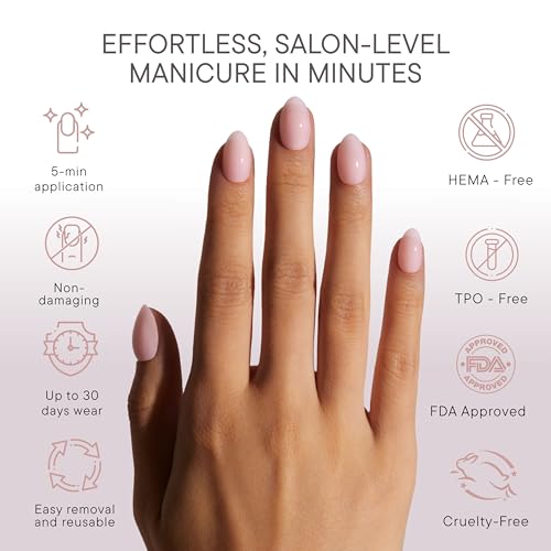 Celebritips Press On Nails - Extra Short Almond, Bare Milk, 32 Nails Kit