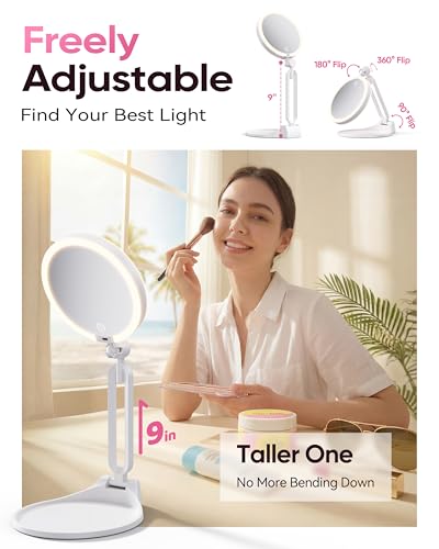 Travel Makeup Mirror with Lights, 1X/30X Magnification, 3 Color Modes