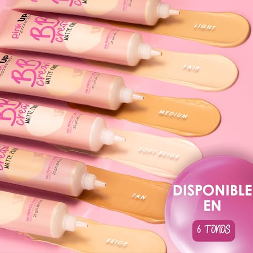 PINK UP BB Cream Matte Finish | BB Cream| Face Make Up | Foundation | Unifies your skin tone in a natural way | Light coverage makeup | Moisturizing | Matte finish | Color Medium | Model PKBBC02