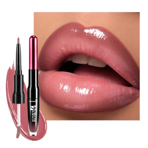 2-in-1 Lip Liner & Gloss Duo - Pearl Shine, Dusty Rose