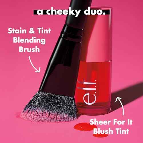 e.l.f. Stain & Tint Blending Brush, Liquid Blush Brush For Blending & Creating An Even Finish, Made With Synthetic Bristles, Vegan & Cruelty-Free