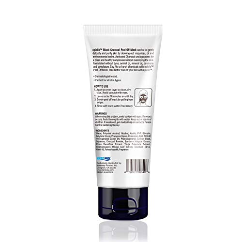 Epielle Black Charcoal Peel Off Face Mask | Deep Pore Cleansing with Activated Charcoal | Detoxifying and Purifying Blackhead Remover Mask | 6.0 fl oz | 2 Bulk Pack