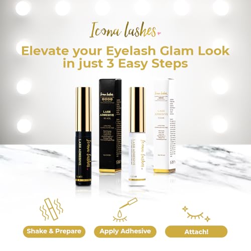 Icona Lashes Eyelash Glue - Quick Drying 48-Hour Hold, 5ml