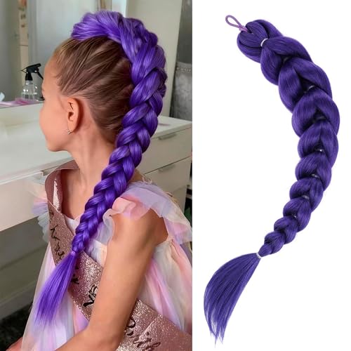 24 Inch Purple Braids Ponytail Hair Extension - Synthetic