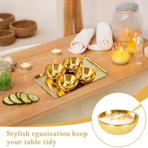 Gold Facial Tray Set with 4 Mixing Bowls & 4 Spoons
