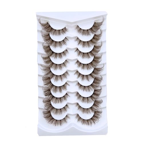 Brown Fox Eye False Eyelashes - 9 Pairs 3D Volume Wispy Strip Lashes